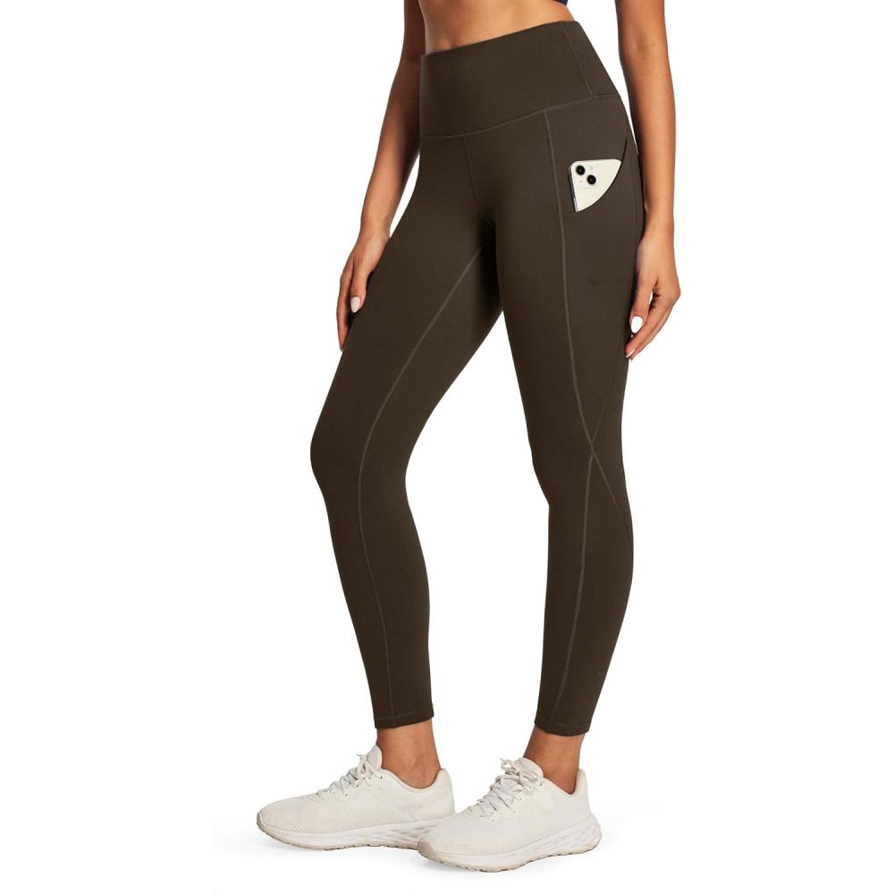 imageEwedoos Fleece Lined Leggings Women Thermal Leggings for Women with Pockets High Waisted Winter Warm Tights Pants ClothesEspresso Brown