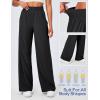 Ewedoos Wide Leg Pants Woman Lightweight Sweatpants Travel Track Work Yoga Dress Pants High Waisted with Pockets Casual(Black)