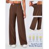 Ewedoos Wide Leg Pants Woman Lightweight Sweatpants Travel Track Work Yoga Dress Pants High Waisted with Pockets Casual(Brown)