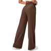 Ewedoos Wide Leg Pants Woman Lightweight Sweatpants Travel Track Work Yoga Dress Pants High Waisted with Pockets Casual(Brown)