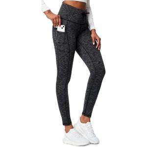 Ewedoos Fleece Lined Leggings Women Water Resistant Winter Thermal Leggings with Pockets Tummy Control Warm Hiking Yoga Pants(Charcoal Fleece Lined Leggings)