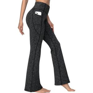 Ewedoos Fleece Lined Pants Women Thermal Yoga Pants with Pockets High Waist Warm Pants Winter Flare Leggings for Women(Charcoal)