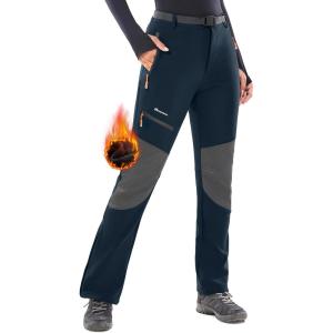 Ewedoos Snow Pants Womens Ski Pants Waterproof Insulate Softshell Fleece Lined Winter Hiking Snowboard Zipper Bottom Leg(Navy)