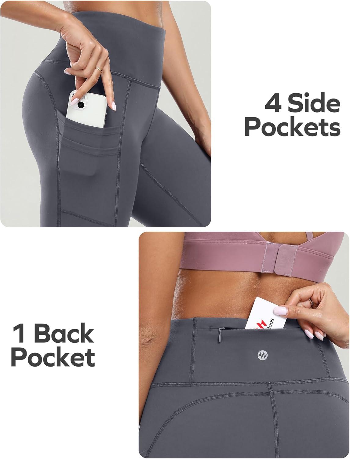 imageEwedoos Leggings with 5 Pockets for Women Yoga Pants 25quot 27quot Workout Leggings for Women Tummy Control RunningGray