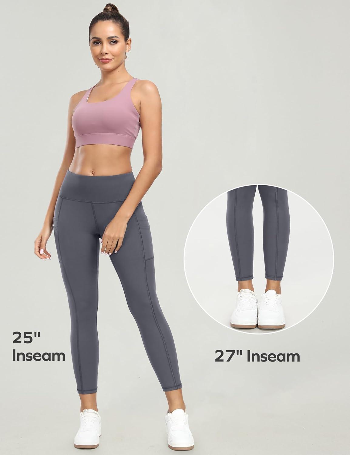imageEwedoos Leggings with 5 Pockets for Women Yoga Pants 25quot 27quot Workout Leggings for Women Tummy Control RunningGray