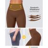 Ewedoos Compression Leggings with Pockets for Women Tummy Control Leggings No Front Seam Workout High Waisted Yoga Pants Gym(Brown)