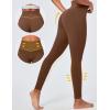 Ewedoos Compression Leggings with Pockets for Women Tummy Control Leggings No Front Seam Workout High Waisted Yoga Pants Gym(Brown)