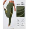 Ewedoos Compression Leggings with Pockets for Women Tummy Control Leggings No Front Seam Workout High Waisted Yoga Pants Gym(Green)