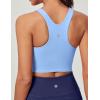 Ewedoos Longline Sports Bras for Women High Neck Racerback Sports Bra Padded Workout Crop Tank Tops with Built in Bra(Light Blue)