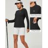 Rash Guard for Women UPF 50+ SPF UV Protection Long Sleeve Workout Tops Swim Shirt Dry Fit Sun Shirts with Pockets(Black)