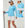 Rash Guard for Women UPF 50+ SPF UV Protection Long Sleeve Workout Tops Swim Shirt Dry Fit Sun Shirts with Pockets(Light Blue)