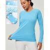 Rash Guard for Women UPF 50+ SPF UV Protection Long Sleeve Workout Tops Swim Shirt Dry Fit Sun Shirts with Pockets(Light Blue)