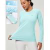 Rash Guard for Women UPF 50+ SPF UV Protection Long Sleeve Workout Tops Swim Shirt Dry Fit Sun Shirts with Pockets(Light Green)