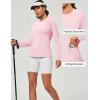 Rash Guard for Women UPF 50+ SPF UV Protection Long Sleeve Workout Tops Swim Shirt Dry Fit Sun Shirts with Pockets(Pink)