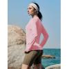 Rash Guard for Women UPF 50+ SPF UV Protection Long Sleeve Workout Tops Swim Shirt Dry Fit Sun Shirts with Pockets(Pink)