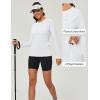 Rash Guard for Women UPF 50+ SPF UV Protection Long Sleeve Workout Tops Swim Shirt Dry Fit Sun Shirts with Pockets(White)