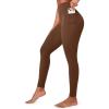 Ewedoos Compression Leggings with Pockets for Women Tummy Control Leggings No Front Seam Workout High Waisted Yoga Pants Gym(Brown)