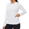 Rash Guard for Women UPF 50+ SPF UV Protection Long Sleeve Workout Tops Swim Shirt Dry Fit Sun Shirts with Pockets(White)