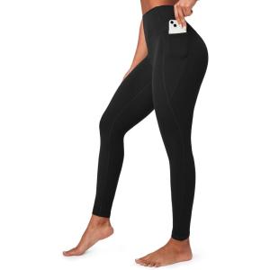 Ewedoos Compression Leggings with Pockets for Women Tummy Control Leggings No Front Seam Workout High Waisted Yoga Pants Gym(Black)