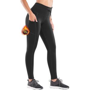 Ewedoos Fleece Lined Leggings Women Water Resistant Winter Thermal Leggings with Pockets Tummy Control Warm Hiking Yoga Pants(Snow)