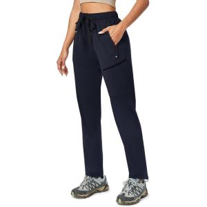 Ewedoos Hiking Pants Women with Zipper Pockets Lightweight Water Resistant Cargo Pants Quick Dry UPF 50+ Travel Camping(Navy)