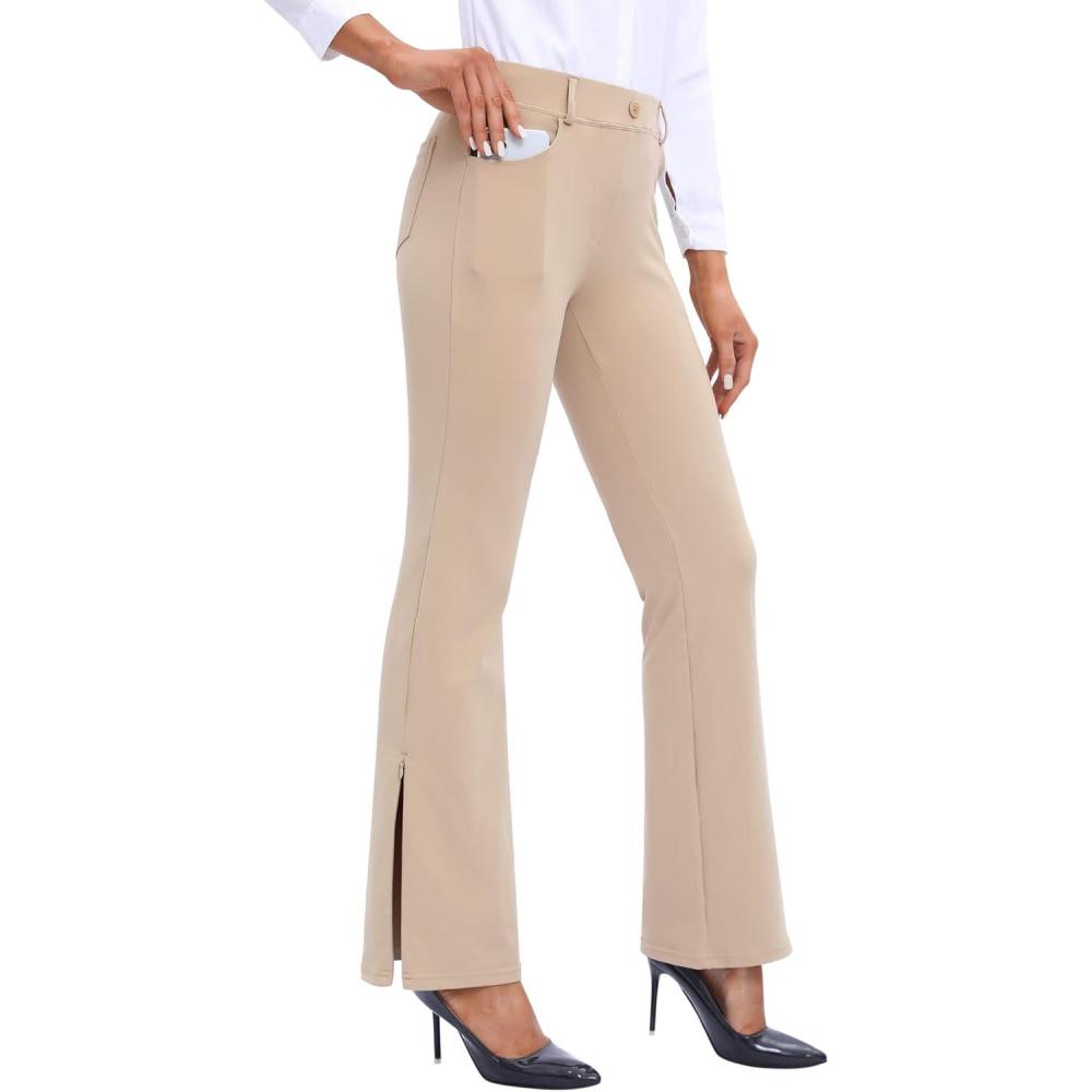 imageEwedoos Dress Pants Women Stretchy Work Pants for Women with Pockets Dress Pants Tummy Control Office Casual 31quot 29quotKhaki22