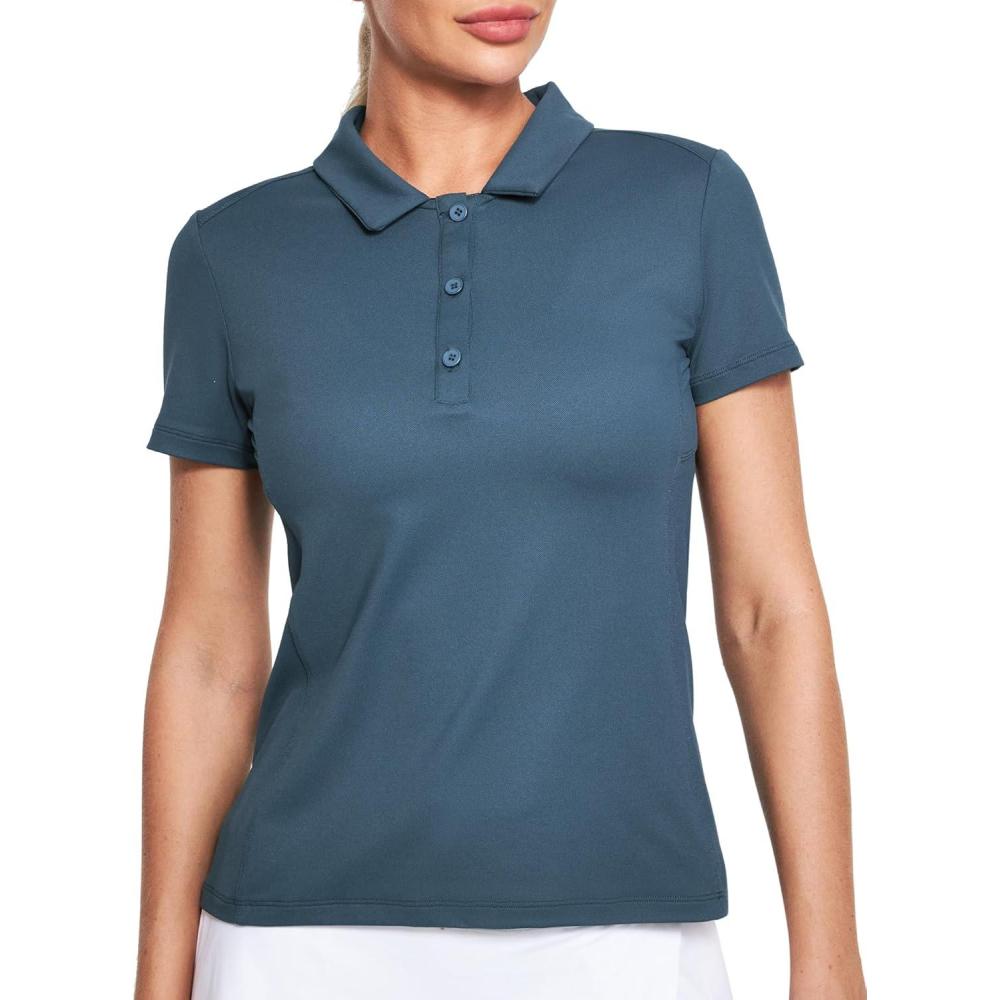 imageEwedoos Womens Golf Shirts Breathable UPF 50 Sun Protection Polo Shirts for Women Dry fit Polos Short SleevesIndigo
