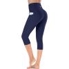 Ewedoos Capri Leggings for Women High Waisted Yoga Pants for Women with Pockets Tummy Control Workout Leggings Yoga Capris(Blue Capris)