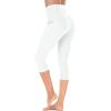 Ewedoos Capri Leggings for Women High Waisted Yoga Pants for Women with Pockets Tummy Control Workout Leggings Yoga Capris(Bone Capris)