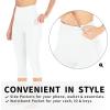 Ewedoos Capri Leggings for Women High Waisted Yoga Pants for Women with Pockets Tummy Control Workout Leggings Yoga Capris(Bone Capris)