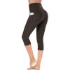 Ewedoos Capri Leggings for Women High Waisted Yoga Pants for Women with Pockets Tummy Control Workout Leggings Yoga Capris(Chocolate Capris)