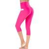 Ewedoos Capri Leggings for Women High Waisted Yoga Pants for Women with Pockets Tummy Control Workout Leggings Yoga Capris(Hot Pink Capris)