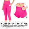 Ewedoos Capri Leggings for Women High Waisted Yoga Pants for Women with Pockets Tummy Control Workout Leggings Yoga Capris(Hot Pink Capris)