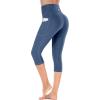 Ewedoos Capri Leggings for Women High Waisted Yoga Pants for Women with Pockets Tummy Control Workout Leggings Yoga Capris(Indigo Capris)