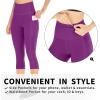 Ewedoos Capri Leggings for Women High Waisted Yoga Pants for Women with Pockets Tummy Control Workout Leggings Yoga Capris(Purple Capris)