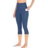 Ewedoos Capri Leggings for Women High Waisted Yoga Pants for Women with Pockets Tummy Control Workout Leggings Yoga Capris(Indigo Capris)