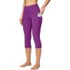 Ewedoos Capri Leggings for Women High Waisted Yoga Pants for Women with Pockets Tummy Control Workout Leggings Yoga Capris(Purple Capris)