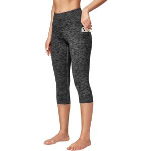 Ewedoos Capri Leggings for Women High Waisted Yoga Pants for Women with Pockets Tummy Control Workout Leggings Yoga Capris(Charcoal Capris)