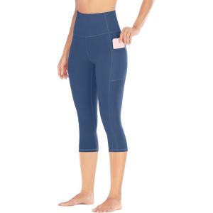 Ewedoos Capri Leggings for Women High Waisted Yoga Pants for Women with Pockets Tummy Control Workout Leggings Yoga Capris(Indigo Capris)