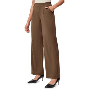 Ewedoos Wide Leg Pants Woman Stretchy Work Dress Pants Women Pull on Business Casual Slacks Trousers Fall Outfits 26″/28″