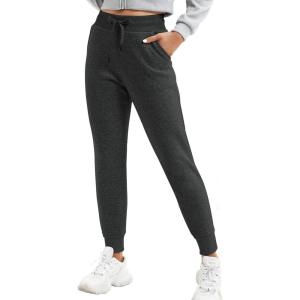 Ewedoos Fleece Lined Pants Women – Fleece Lined Sweatpants Women with Pockets High Waisted Thermal Joggers Winter Pants(Charcoal)