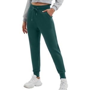 Ewedoos Fleece Lined Pants Women – Fleece Lined Sweatpants Women with Pockets High Waisted Thermal Joggers Winter Pants(Fir Green)