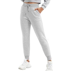 Ewedoos Fleece Lined Pants Women – Fleece Lined Sweatpants Women with Pockets High Waisted Thermal Joggers Winter Pants(Light Grey)