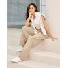Ewedoos Dress Pants Women Wide Leg Woman Stretchy Work Pants Casual Trousers Slacks for Women Pull On Business Outfits(Khaki)