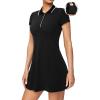 Ewedoos Golf Dress UPF50+ Tennis Dress with Separate Shorts Athletic Dresses for Women Short Sleeve Built-in Bra Dress(Black)