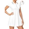 Ewedoos Golf Dress UPF50+ Tennis Dress with Separate Shorts Athletic Dresses for Women Short Sleeve Built-in Bra Dress(White)
