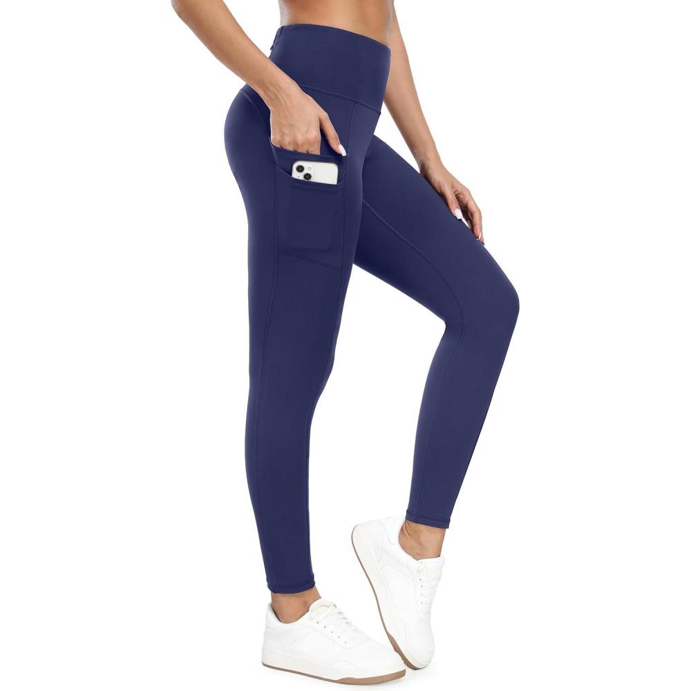 image:imageEwedoos Leggings with 5 Pockets for Women Yoga Pants 25 27 Workout Leggings for Women Tummy Control RunningNavy