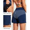 Ewedoos Womens Swim Shorts High Waisted Board Shorts for Women Stretchy 5″ Swim Beach Short with Pockets Swimwear Liner(Navy Blue)