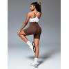 Ewedoos Butt Lifting Biker Shorts Women Tummy Control with Pockets Workout Gym Shorts High Waisted Spandex Yoga Shorts(Brown)
