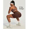 Ewedoos Butt Lifting Biker Shorts Women Tummy Control with Pockets Workout Gym Shorts High Waisted Spandex Yoga Shorts(Brown)